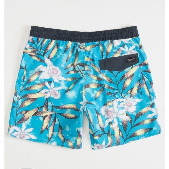 VOLCOM Beach Bunch Mens Volley Shorts Blue Combo 28 Nwt - Picture 2 of 5